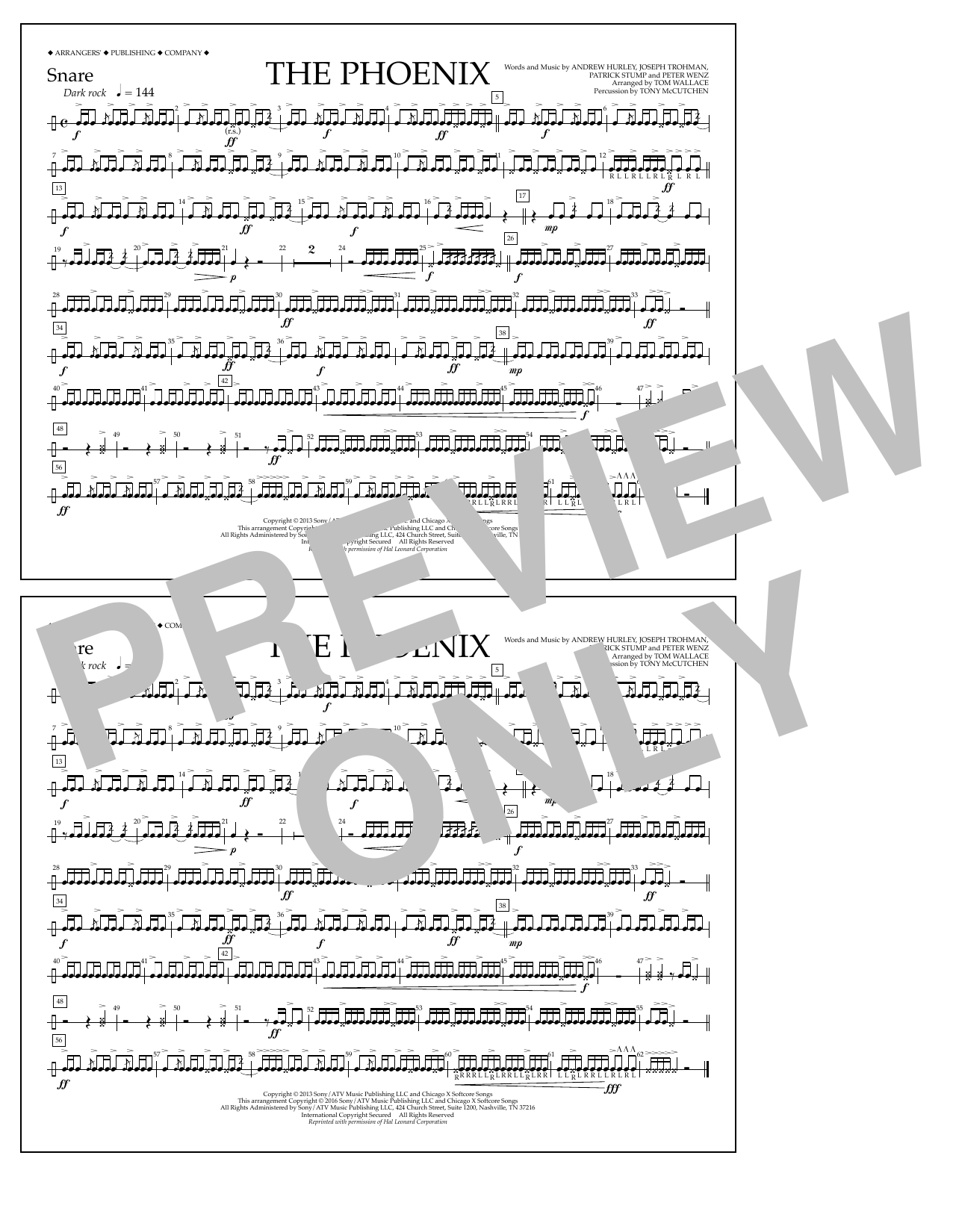 Tom Wallace The Phoenix - Snare sheet music notes and chords arranged for Marching Band
