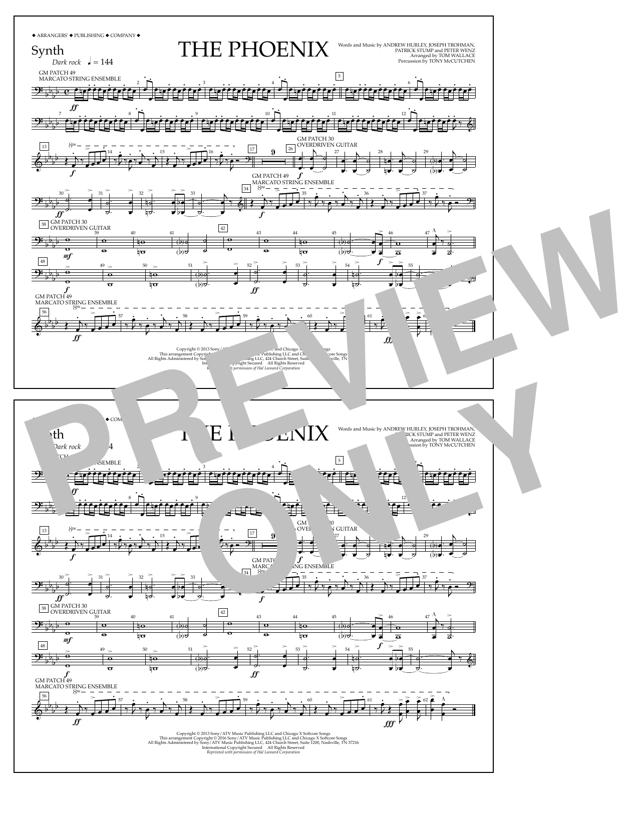 Tom Wallace The Phoenix - Synthesizer sheet music notes and chords arranged for Marching Band