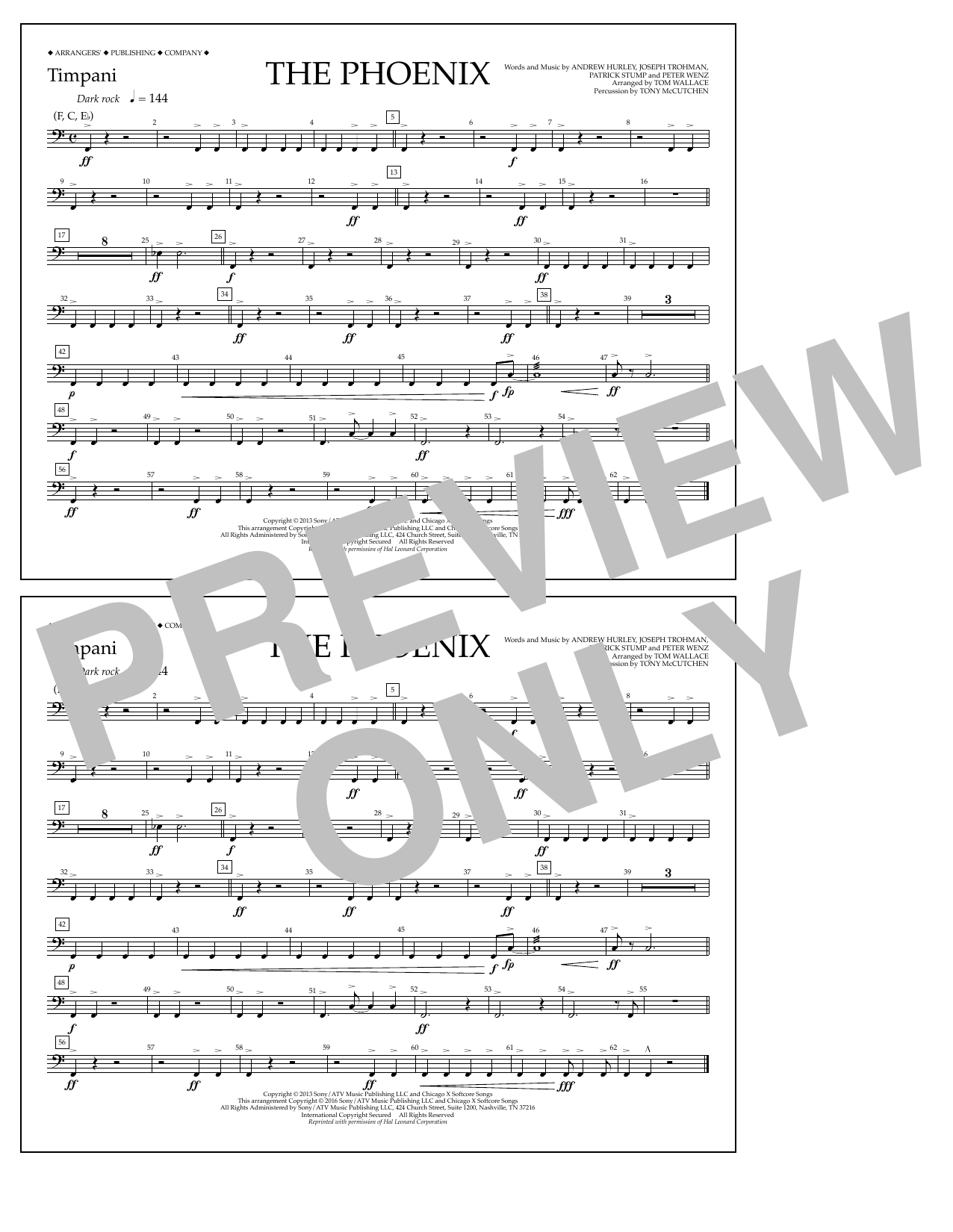 Tom Wallace The Phoenix - Timpani sheet music notes and chords arranged for Marching Band