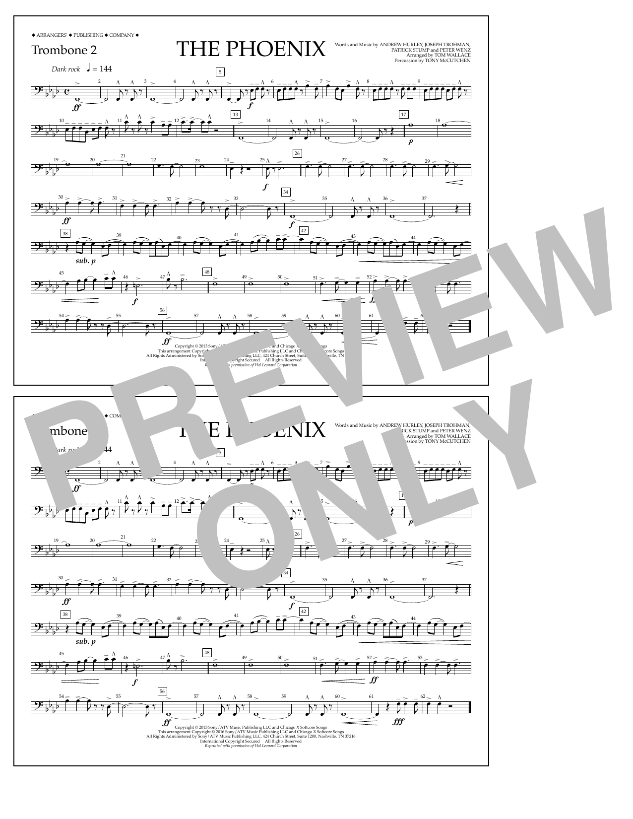 Tom Wallace The Phoenix - Trombone 2 sheet music notes and chords arranged for Marching Band