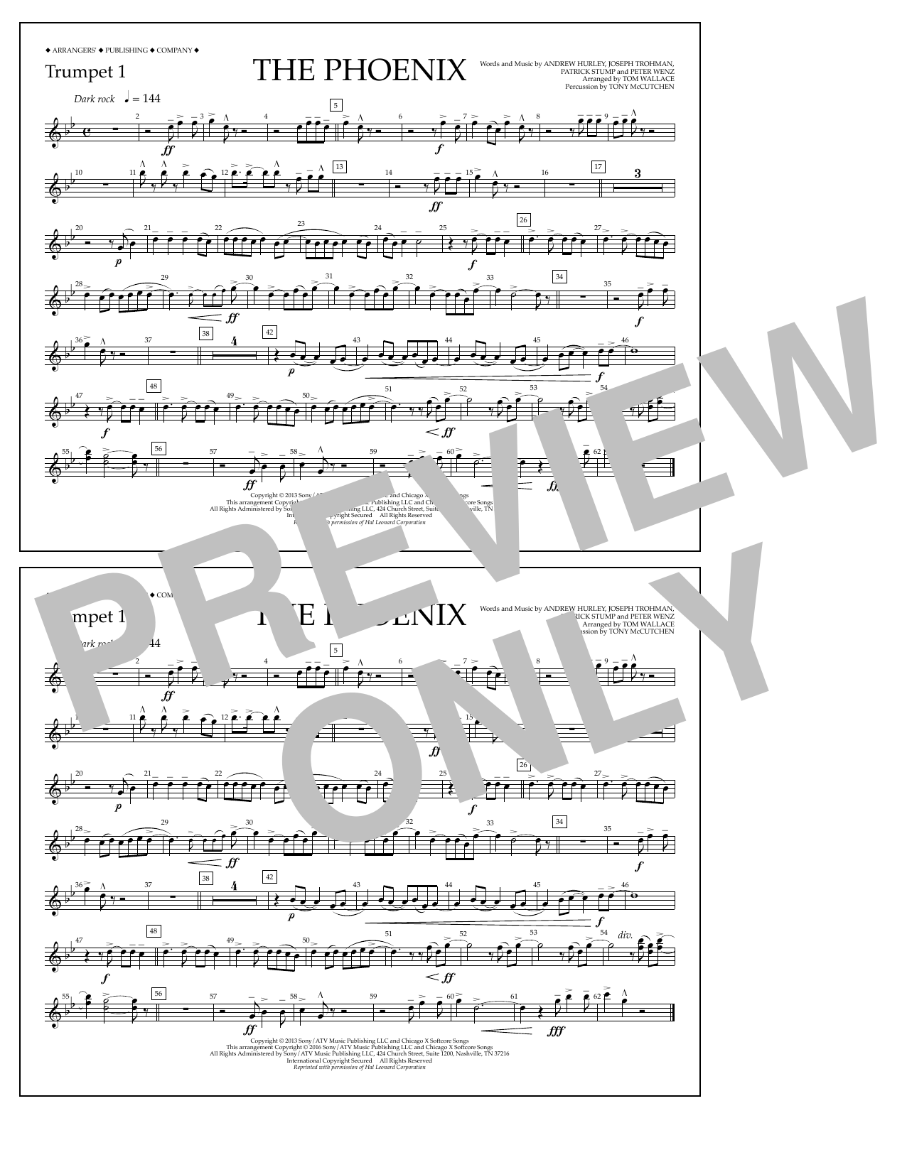 Tom Wallace The Phoenix - Trumpet 1 sheet music notes and chords arranged for Marching Band