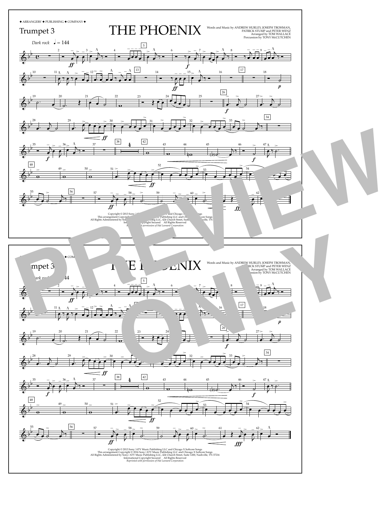 Tom Wallace The Phoenix - Trumpet 3 sheet music notes and chords arranged for Marching Band