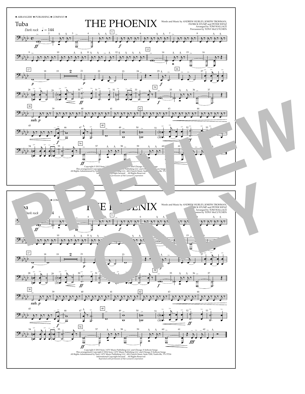 Tom Wallace The Phoenix - Tuba sheet music notes and chords arranged for Marching Band