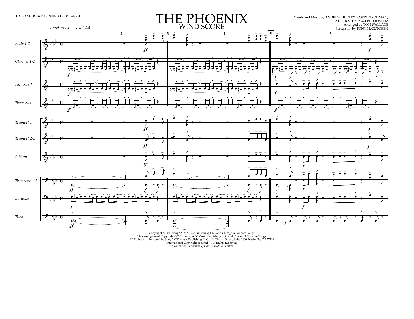 Tom Wallace The Phoenix - Wind Score sheet music notes and chords arranged for Marching Band
