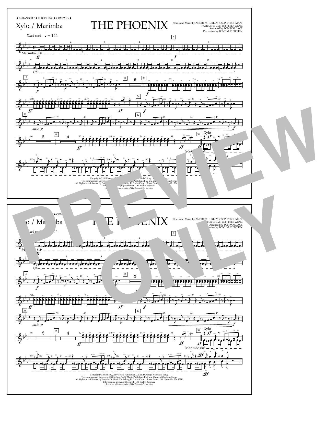 Tom Wallace The Phoenix - Xylophone/Marimba sheet music notes and chords arranged for Marching Band