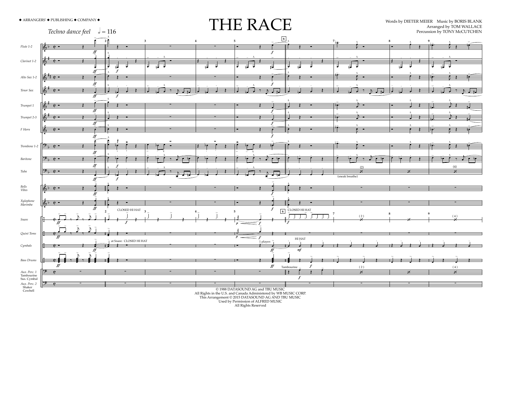 Tom Wallace The Race - Full Score sheet music notes and chords arranged for Marching Band