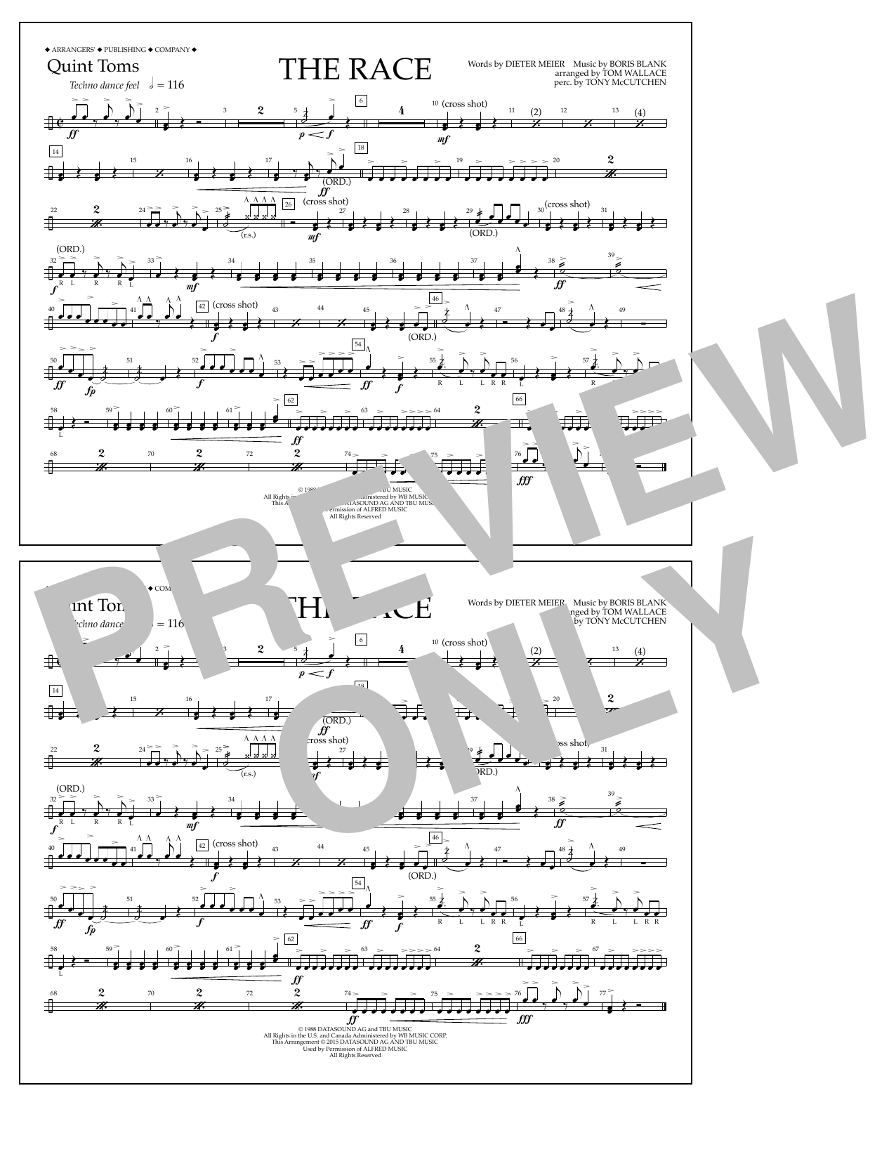Tom Wallace The Race - Quint-Toms sheet music notes and chords arranged for Marching Band