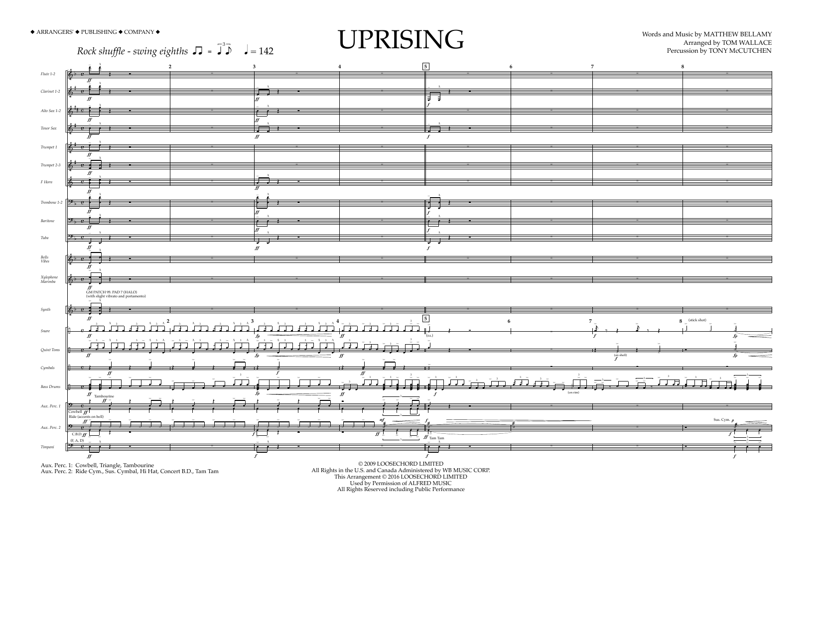 Tom Wallace Uprising - Full Score sheet music notes and chords arranged for Marching Band