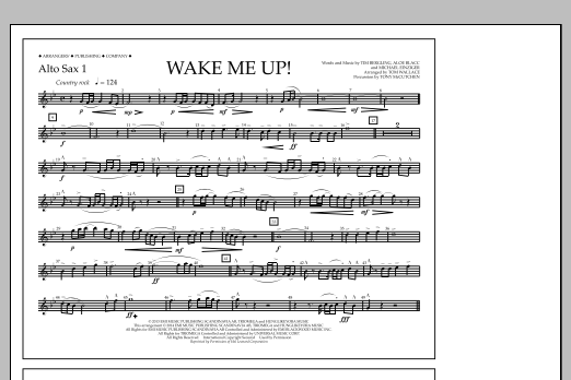 Tom Wallace Wake Me Up! - Alto Sax 1 sheet music notes and chords arranged for Marching Band