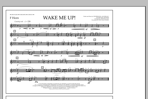 Tom Wallace Wake Me Up! - F Horn sheet music notes and chords arranged for Marching Band