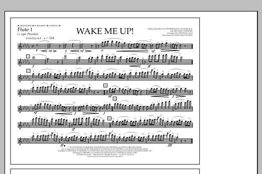 Tom Wallace Wake Me Up! - Flute 1 sheet music notes and chords arranged for Marching Band