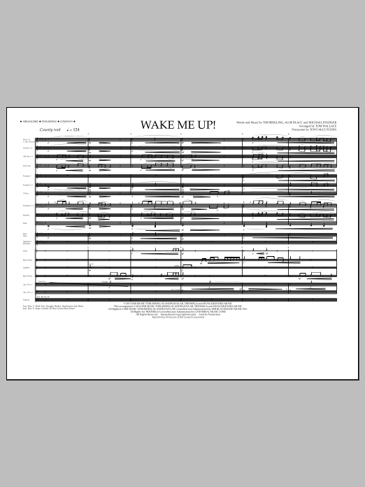 Tom Wallace Wake Me Up! - Full Score sheet music notes and chords arranged for Marching Band