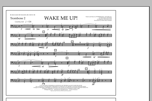 Tom Wallace Wake Me Up! - Trombone 2 sheet music notes and chords arranged for Marching Band