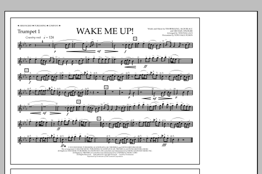 Tom Wallace Wake Me Up! - Trumpet 1 sheet music notes and chords arranged for Marching Band