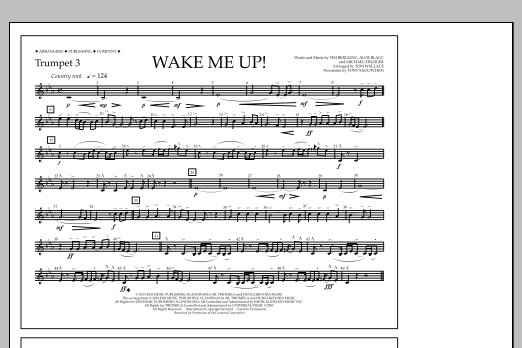 Tom Wallace Wake Me Up! - Trumpet 3 sheet music notes and chords arranged for Marching Band