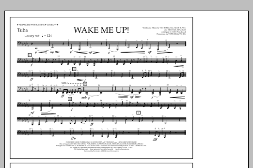 Tom Wallace Wake Me Up! - Tuba sheet music notes and chords arranged for Marching Band