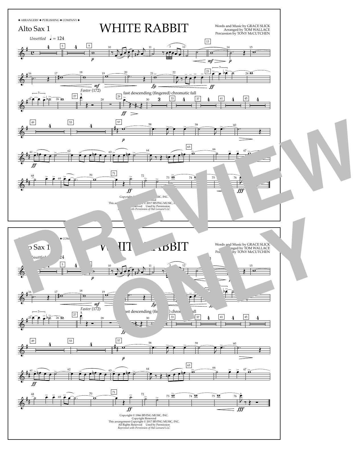 Tom Wallace White Rabbit - Alto Sax 1 sheet music notes and chords arranged for Marching Band