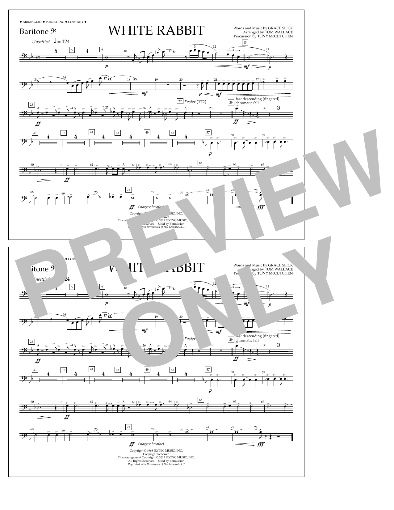 Tom Wallace White Rabbit - Baritone B.C. sheet music notes and chords arranged for Marching Band