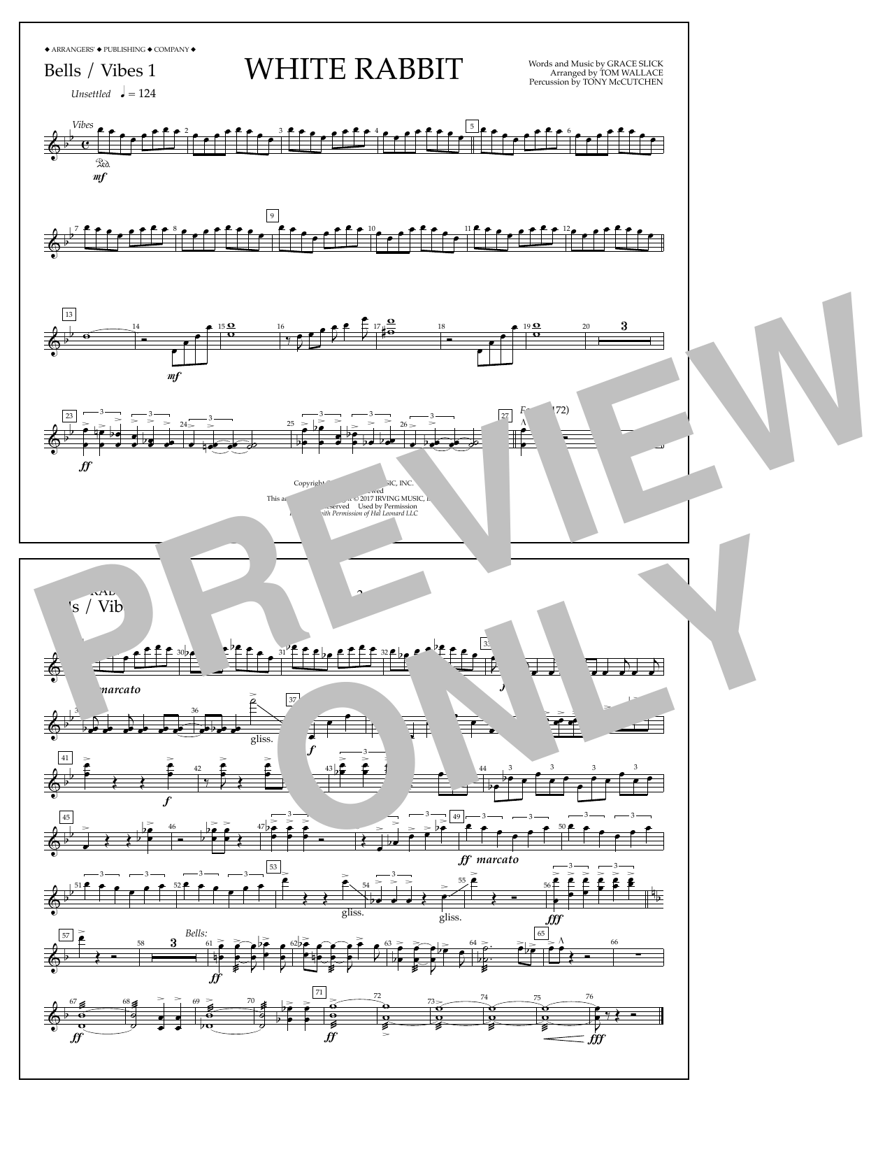 Tom Wallace White Rabbit - Bells/Vibes 1 sheet music notes and chords arranged for Marching Band