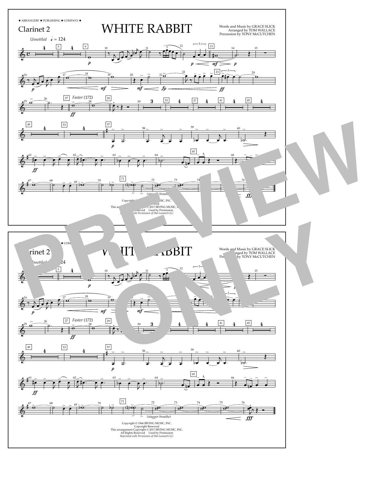 Tom Wallace White Rabbit - Clarinet 2 sheet music notes and chords arranged for Marching Band