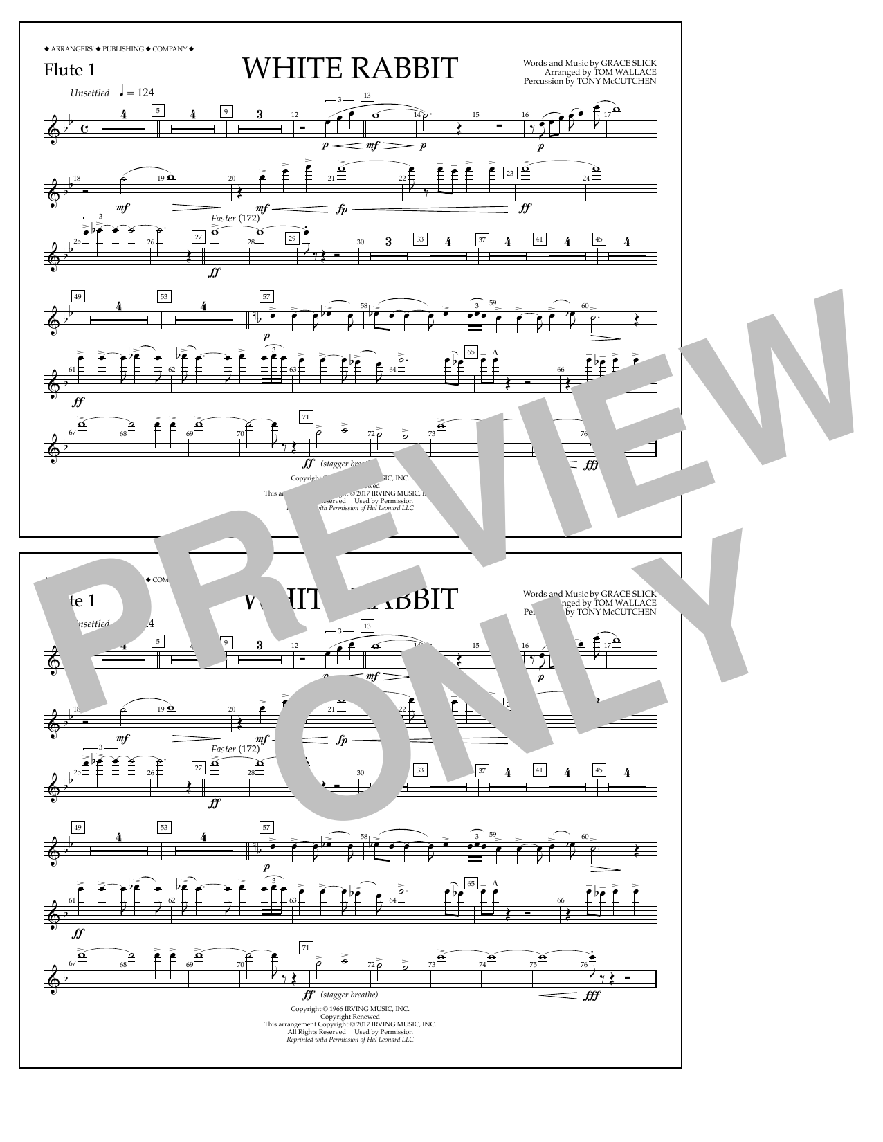 Tom Wallace White Rabbit - Flute 1 sheet music notes and chords arranged for Marching Band