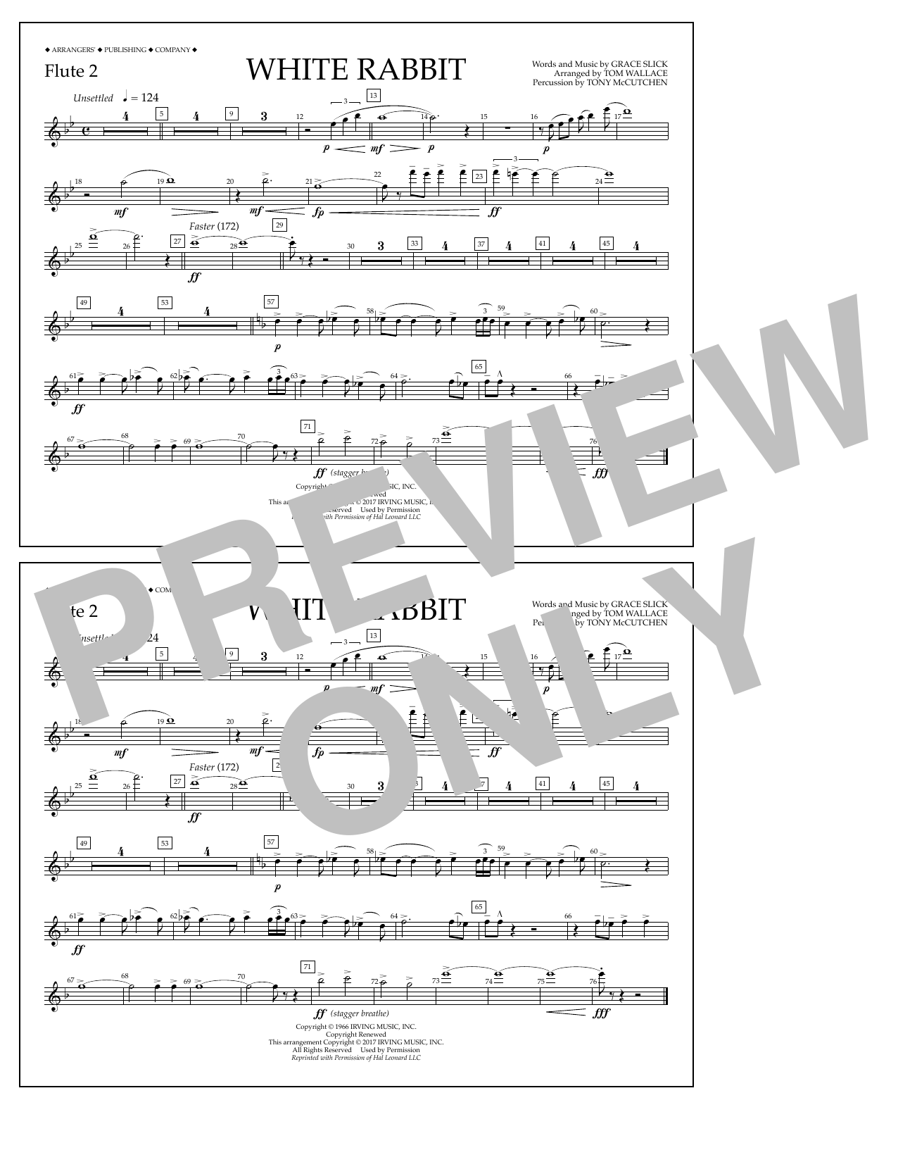 Tom Wallace White Rabbit - Flute 2 sheet music notes and chords arranged for Marching Band