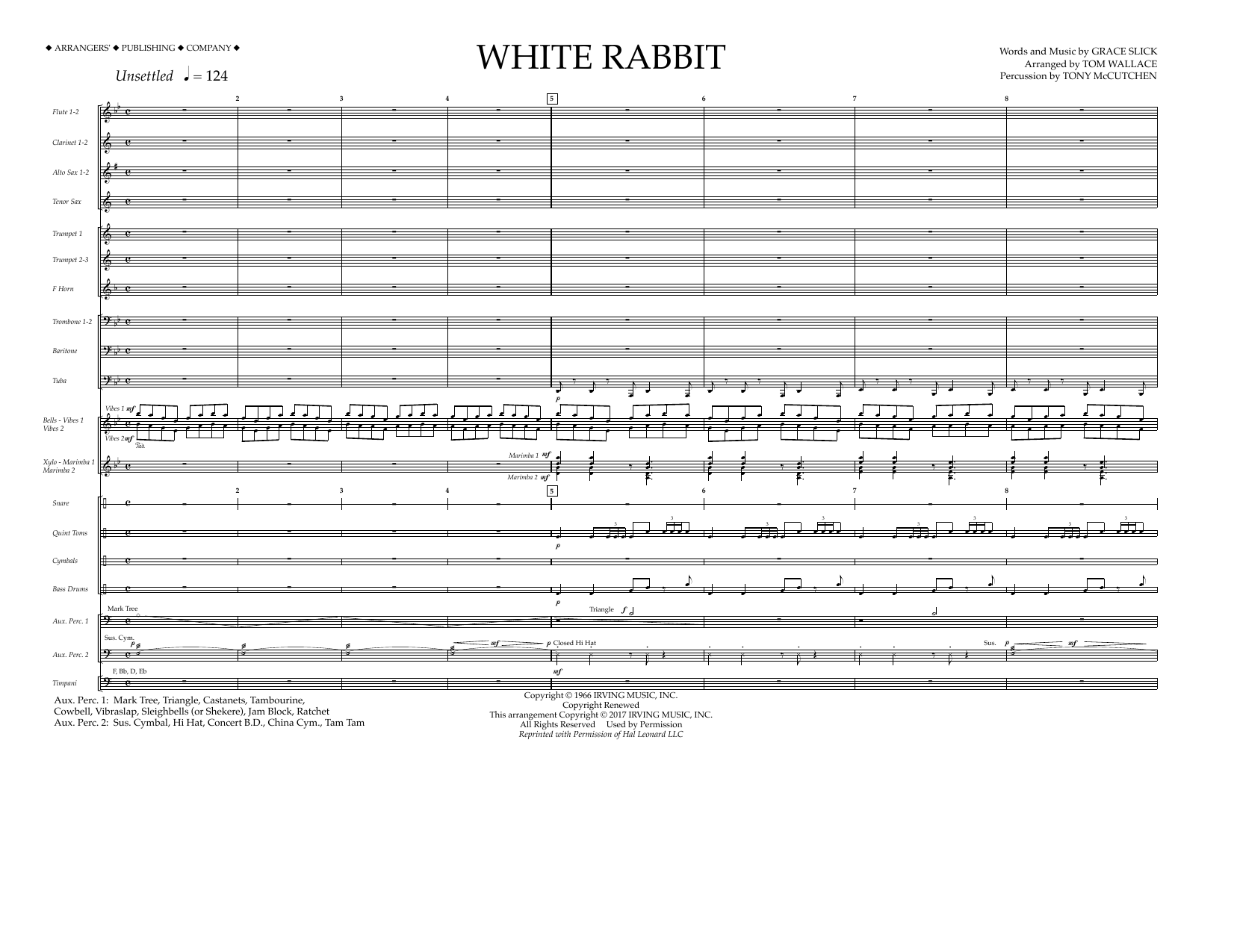 Tom Wallace White Rabbit - Full Score sheet music notes and chords arranged for Marching Band