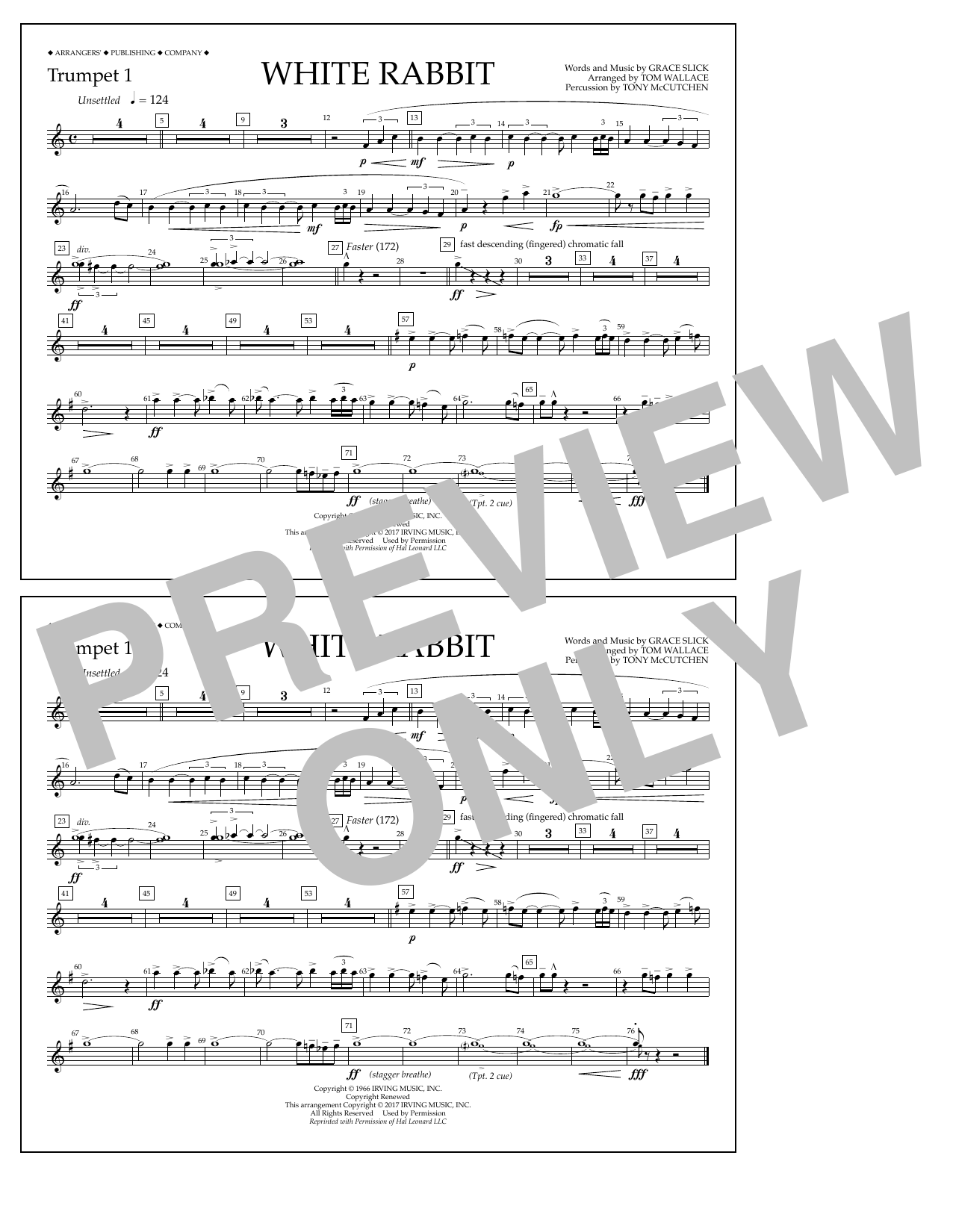 Tom Wallace White Rabbit - Trumpet 1 sheet music notes and chords arranged for Marching Band