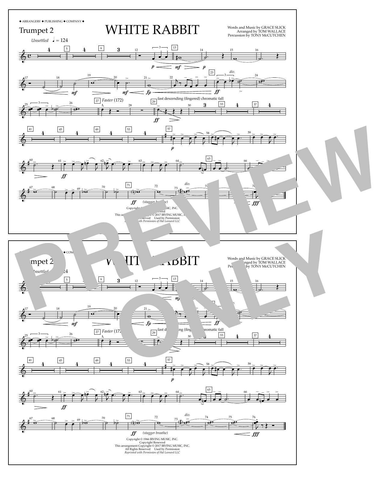 Tom Wallace White Rabbit - Trumpet 2 sheet music notes and chords arranged for Marching Band
