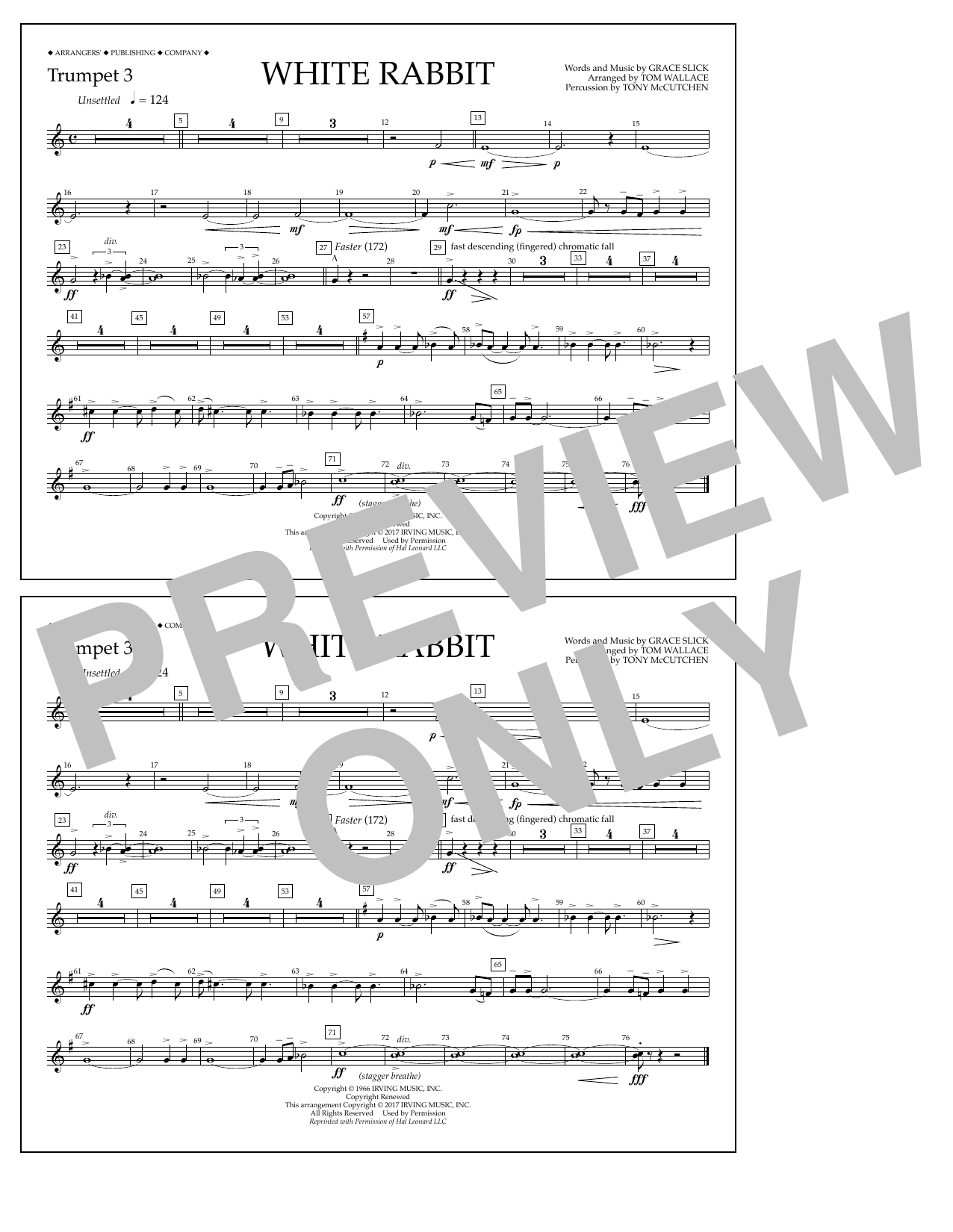 Tom Wallace White Rabbit - Trumpet 3 sheet music notes and chords arranged for Marching Band
