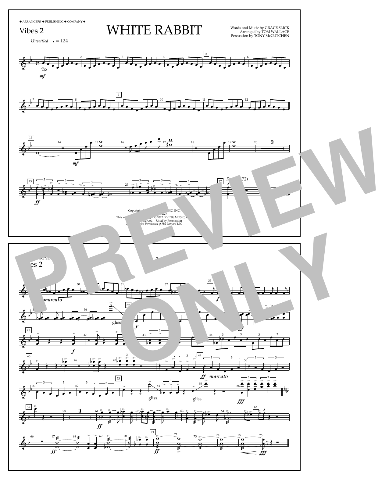 Tom Wallace White Rabbit - Vibes 2 sheet music notes and chords arranged for Marching Band