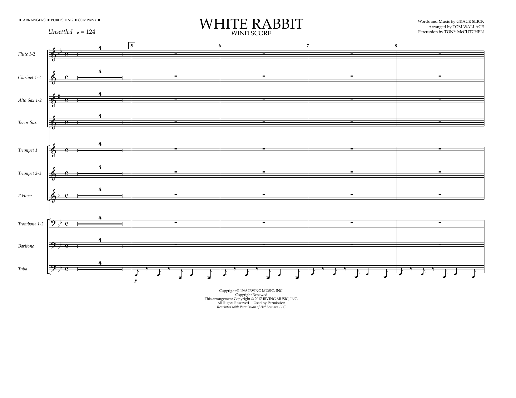 Tom Wallace White Rabbit - Wind Score sheet music notes and chords arranged for Marching Band