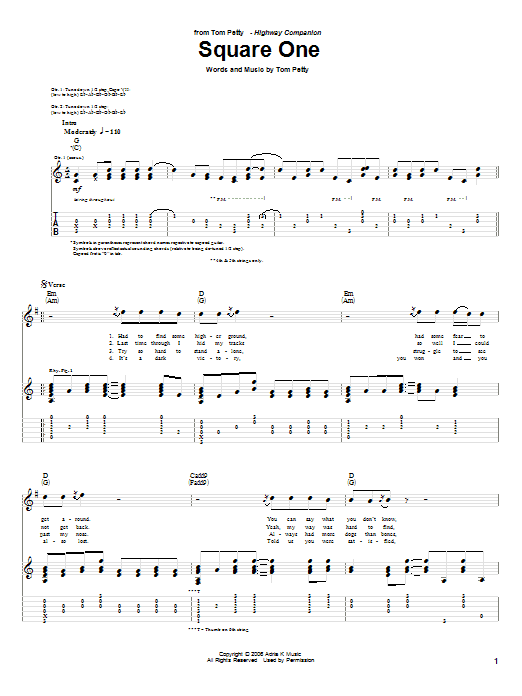 Tom Petty Square One sheet music notes and chords arranged for Guitar Tab