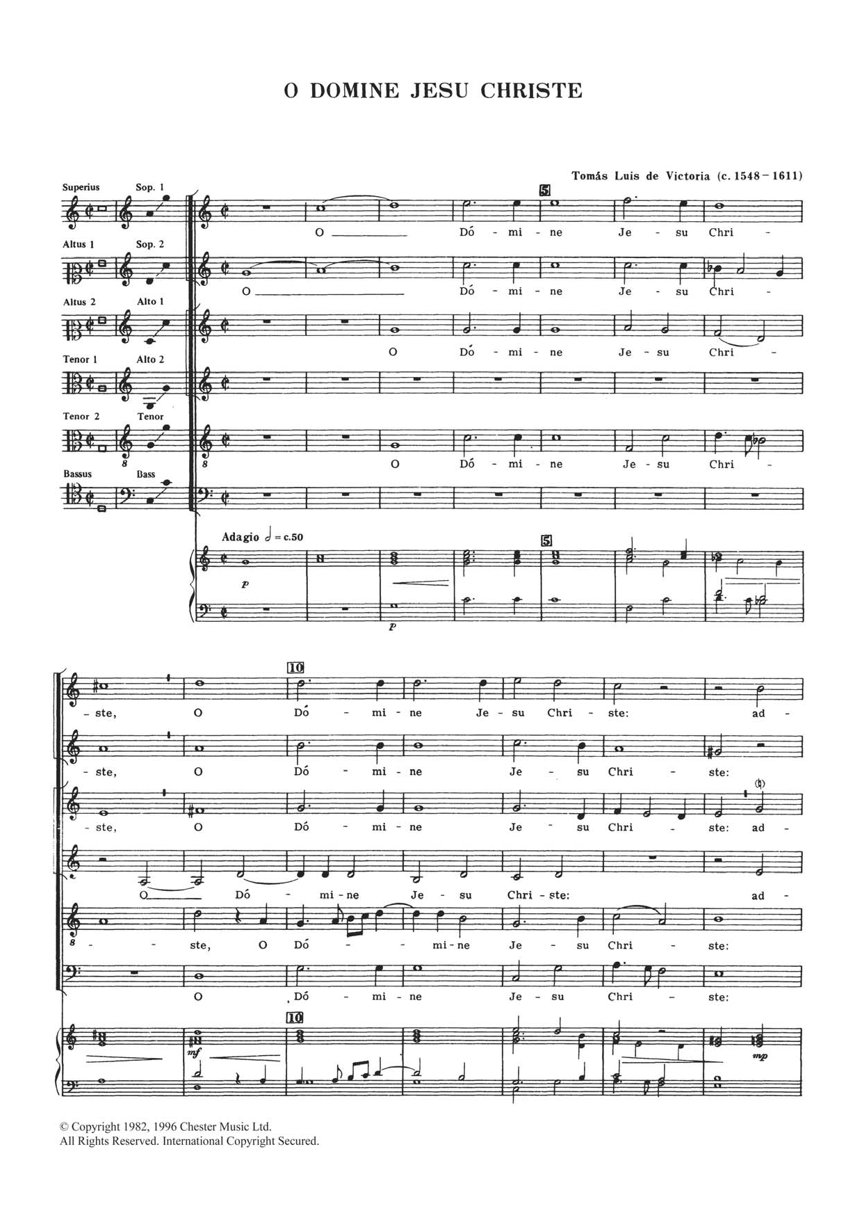 Tomas Luis De Victoria O Domine Jesu Christe sheet music notes and chords arranged for SATB Choir