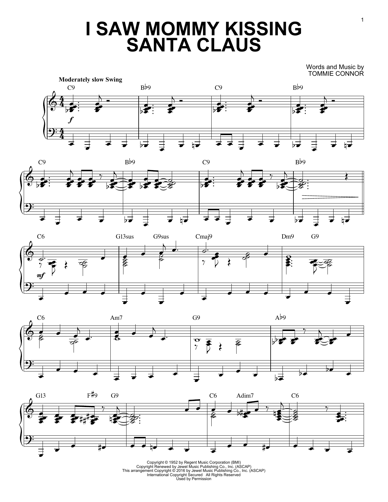 Tommie Connor I Saw Mommy Kissing Santa Claus [Jazz version] (arr. Brent Edstrom) sheet music notes and chords arranged for Piano Solo