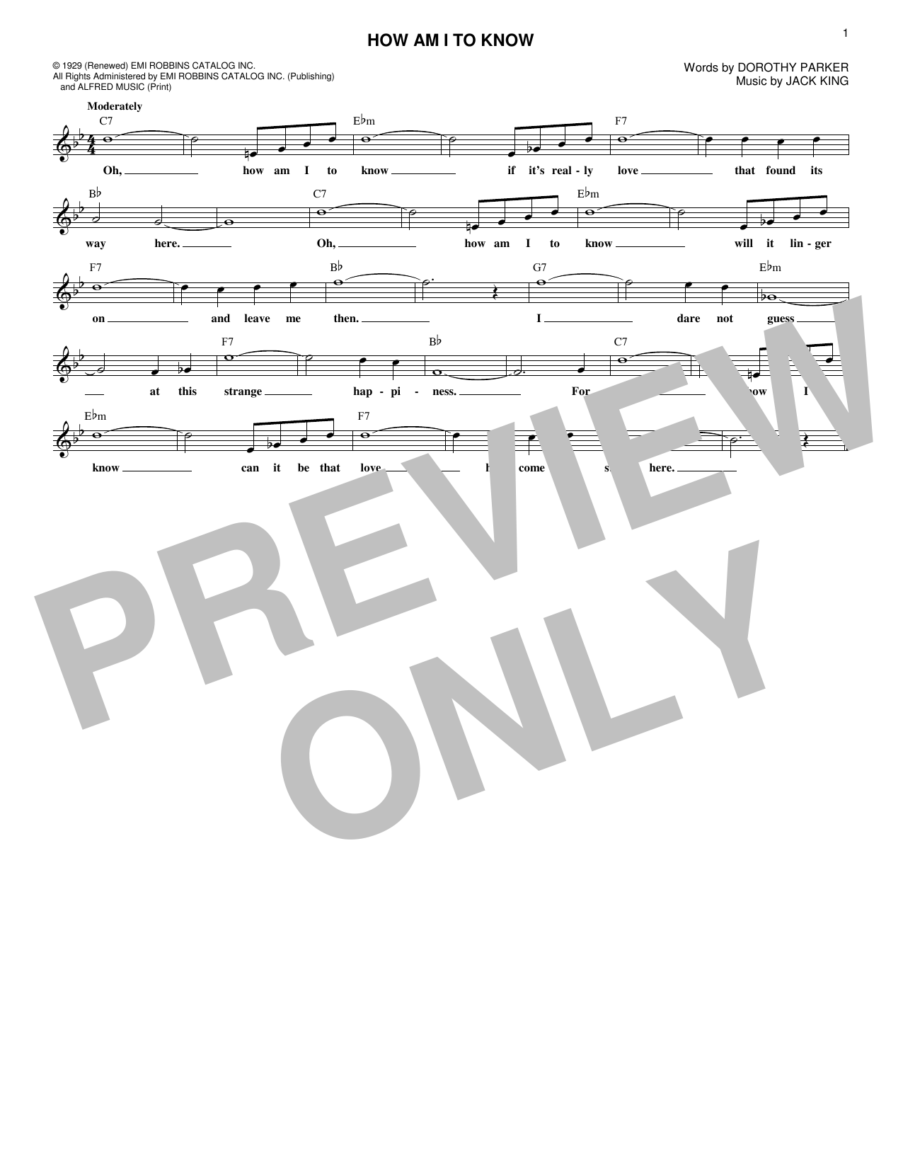 Tommy Dorsey & His Orchestra How Am I To Know sheet music notes and chords arranged for Real Book – Melody & Chords