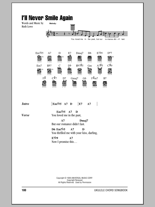 Tommy Dorsey & His Orchestra I'll Never Smile Again sheet music notes and chords arranged for Easy Piano