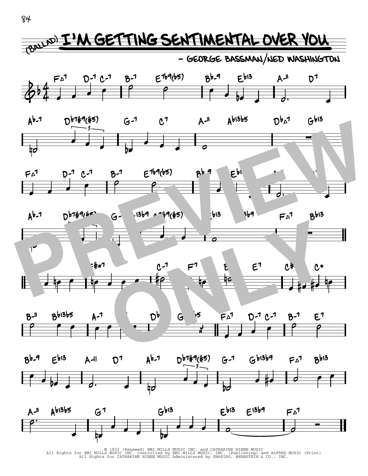 Tommy Dorsey and His Orchestra I'm Getting Sentimental Over You (arr. David Hazeltine) sheet music notes and chords arranged for Real Book – Enhanced Chords