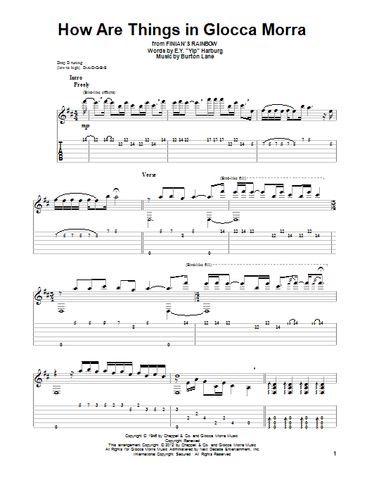 Tommy Dorsey How Are Things In Glocca Morra sheet music notes and chords arranged for Ukulele