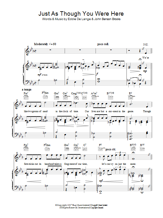 Tommy Dorsey Just As Though You Were Here sheet music notes and chords arranged for Piano, Vocal & Guitar Chords