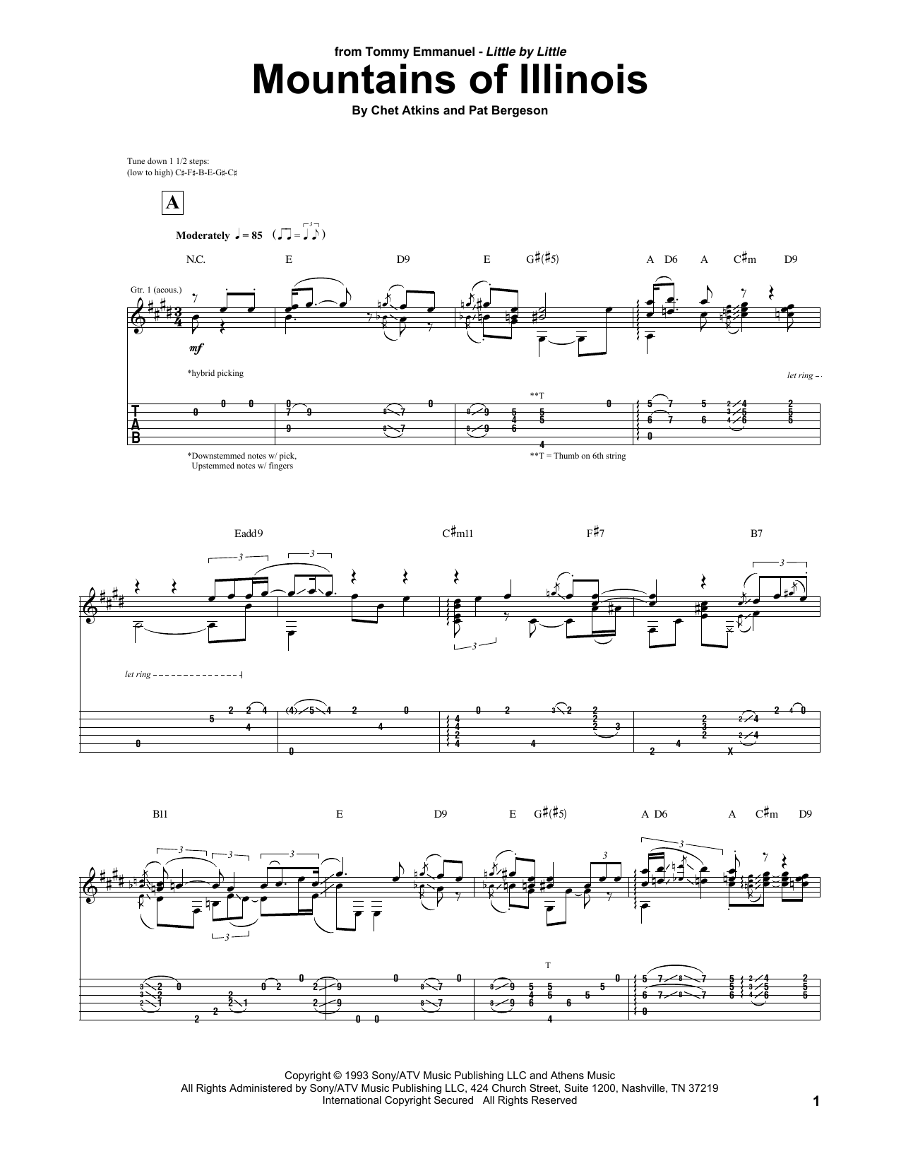Tommy Emmanuel Mountains Of Illinois sheet music notes and chords arranged for Guitar Tab