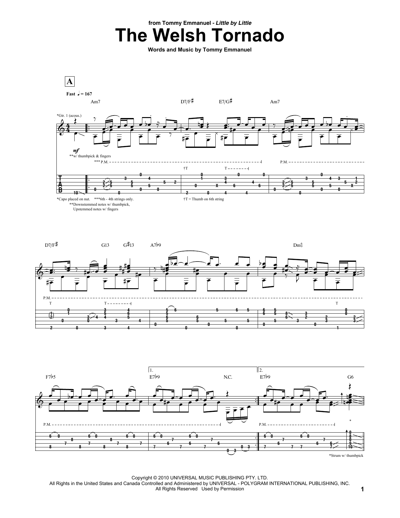 Tommy Emmanuel The Welsh Tornado sheet music notes and chords arranged for Guitar Tab