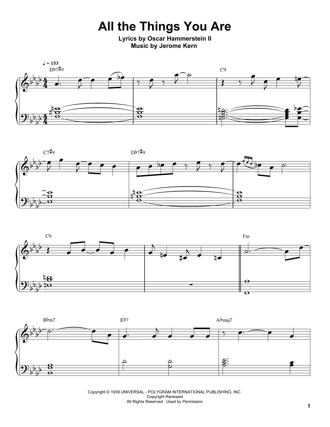 Tommy Flanagan All The Things You Are sheet music notes and chords arranged for Piano Transcription