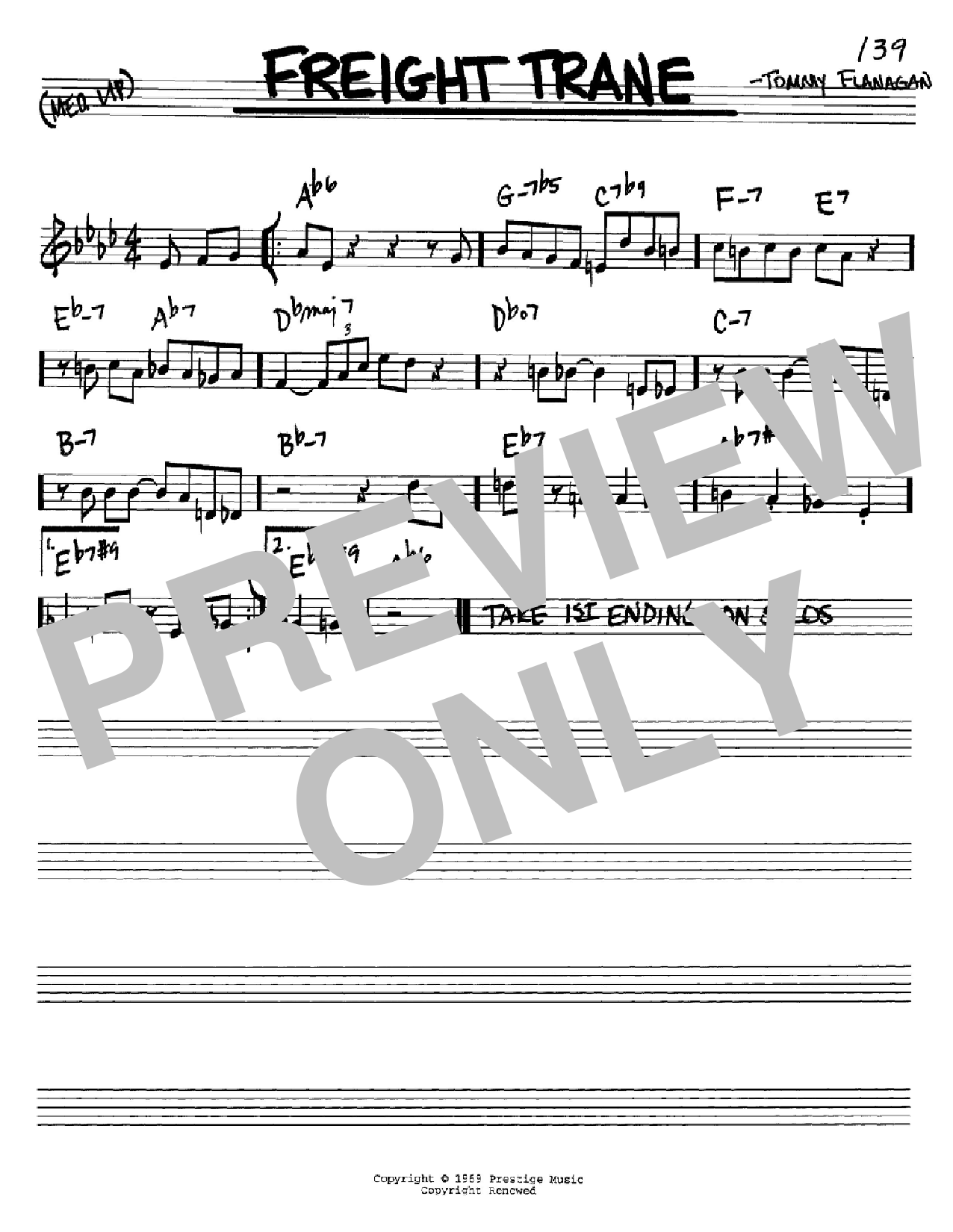 Tommy Flanagan Freight Trane sheet music notes and chords arranged for Piano Transcription