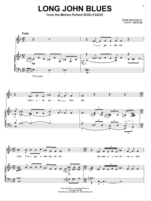 Tommy George Long John Blues sheet music notes and chords arranged for Piano, Vocal & Guitar Chords (Right-Hand Melody)