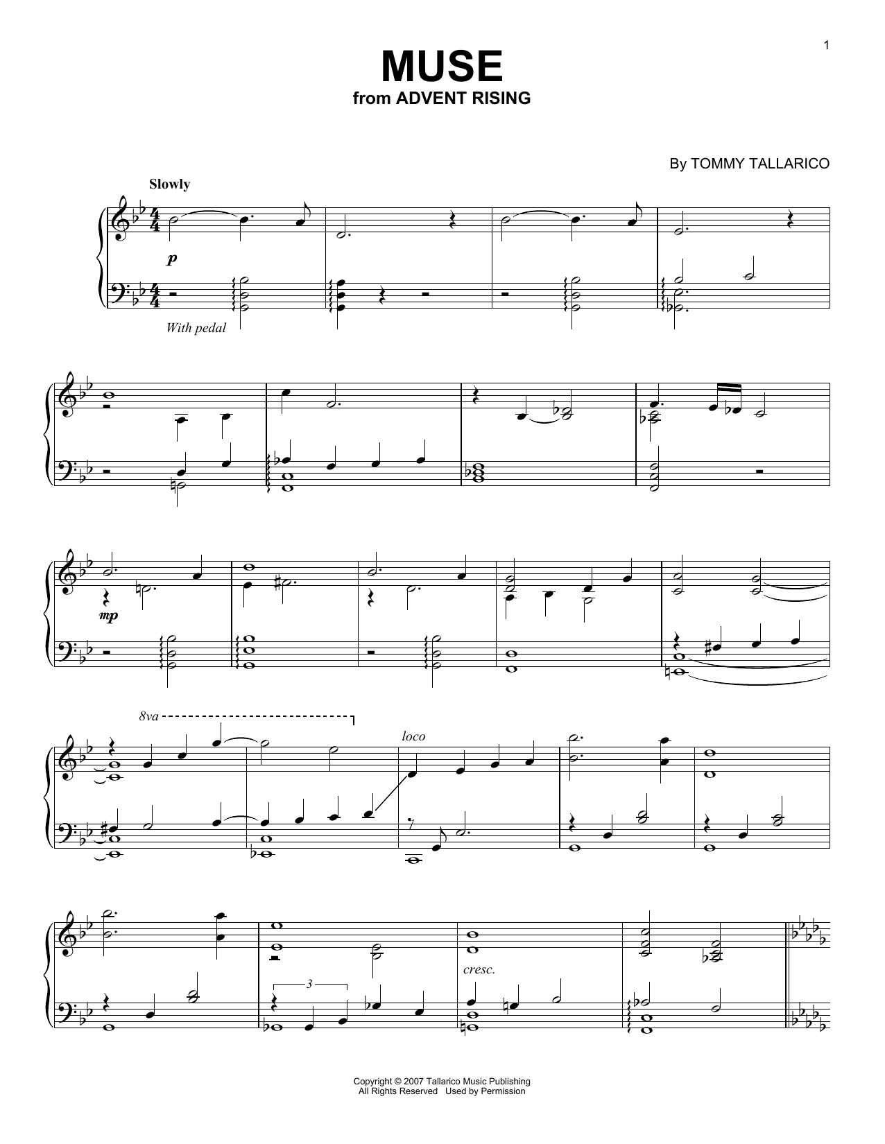 Tommy Tallarico Muse sheet music notes and chords arranged for Piano Solo