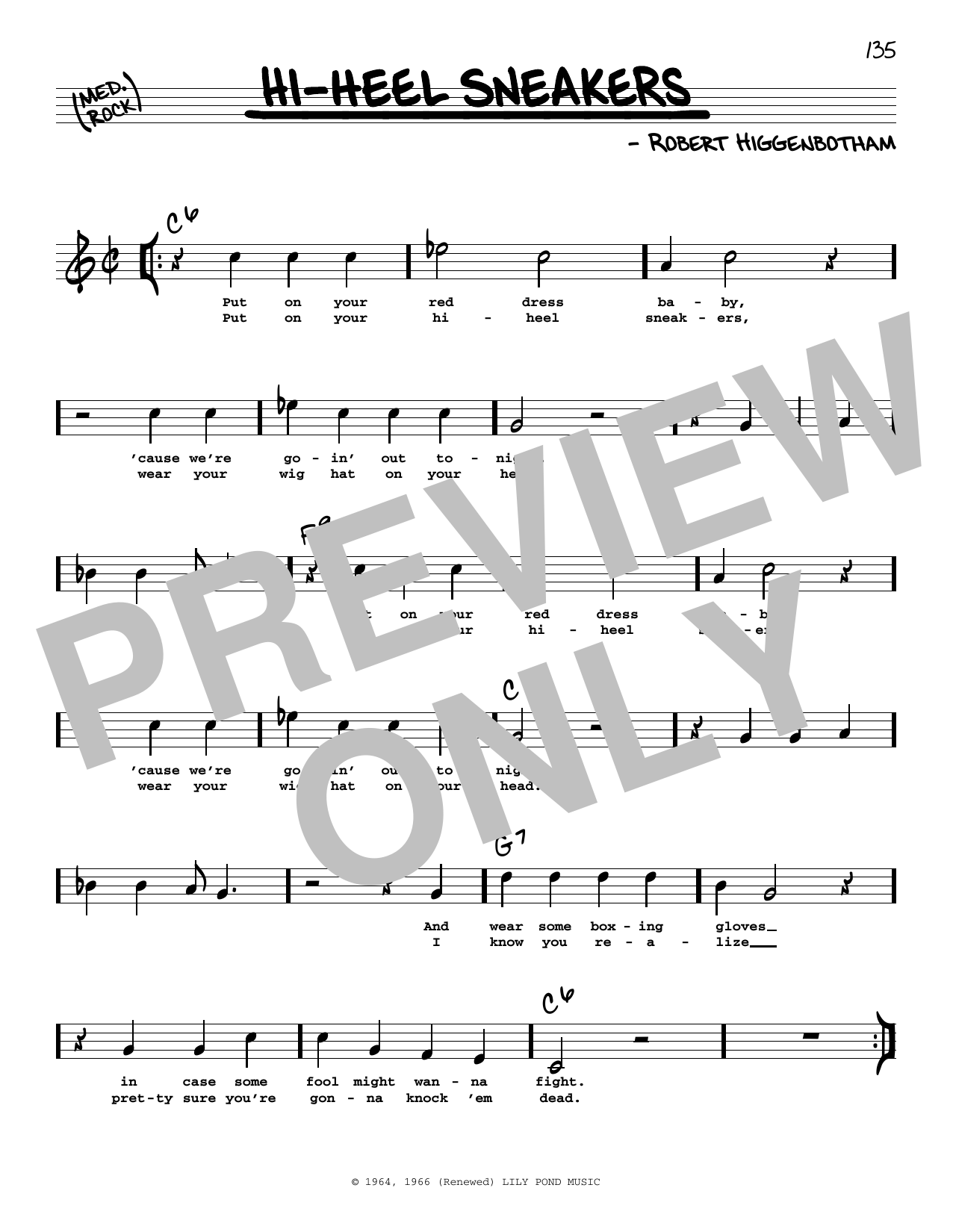 Tommy Tucker Hi-Heel Sneakers (High Voice) sheet music notes and chords arranged for Real Book – Melody, Lyrics & Chords