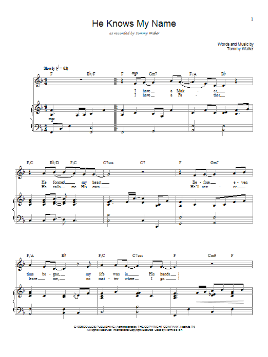 Tommy Walker He Knows My Name sheet music notes and chords arranged for Ukulele