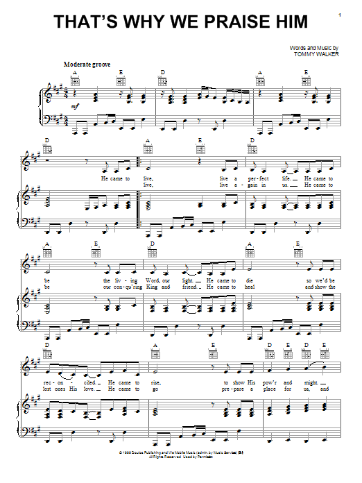 Tommy Walker That's Why We Praise Him sheet music notes and chords arranged for Easy Guitar