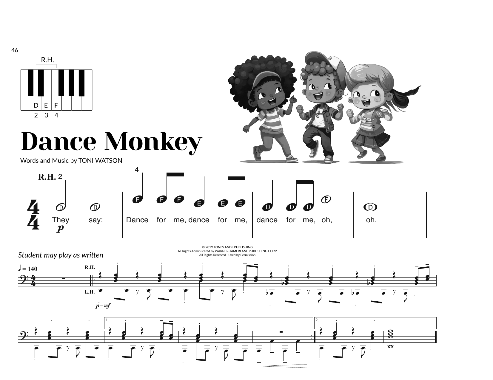 Tones And I Dance Monkey (arr. Brittany McCorriston) sheet music notes and chords arranged for Very Beginner Piano